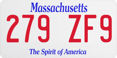 MA license plate 279ZF9