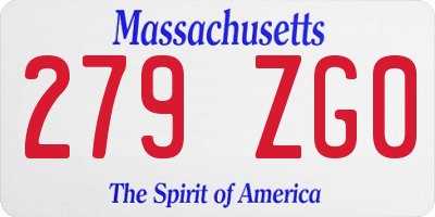 MA license plate 279ZG0