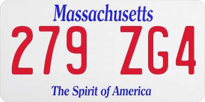 MA license plate 279ZG4