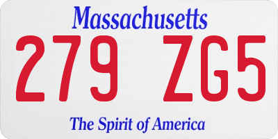MA license plate 279ZG5