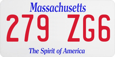 MA license plate 279ZG6