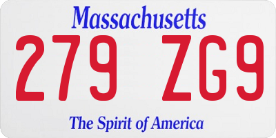 MA license plate 279ZG9