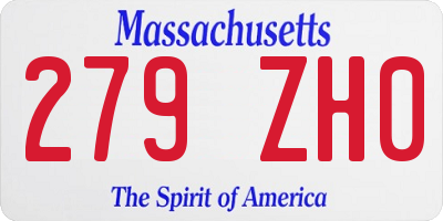 MA license plate 279ZH0