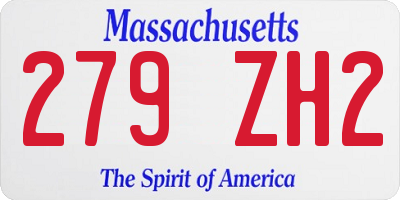 MA license plate 279ZH2