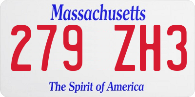 MA license plate 279ZH3