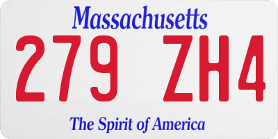 MA license plate 279ZH4