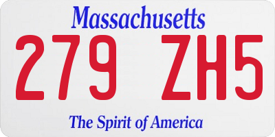 MA license plate 279ZH5