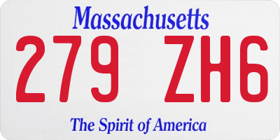 MA license plate 279ZH6