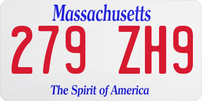 MA license plate 279ZH9