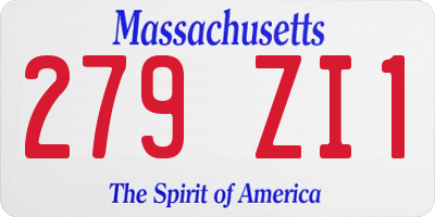 MA license plate 279ZI1