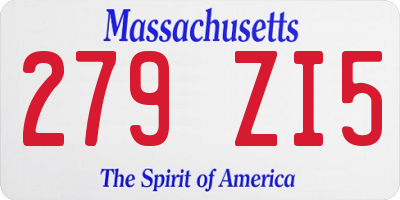 MA license plate 279ZI5