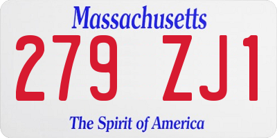 MA license plate 279ZJ1