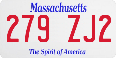 MA license plate 279ZJ2
