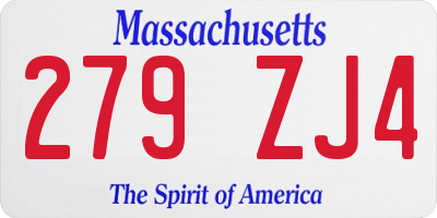 MA license plate 279ZJ4