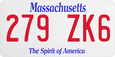 MA license plate 279ZK6