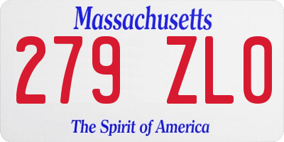 MA license plate 279ZL0
