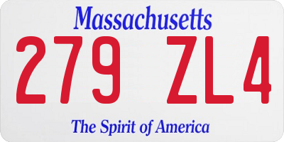 MA license plate 279ZL4