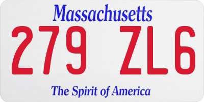 MA license plate 279ZL6