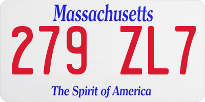 MA license plate 279ZL7