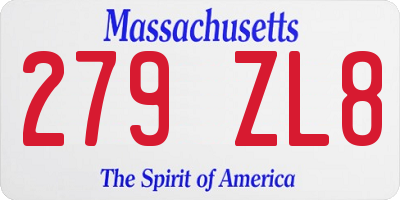 MA license plate 279ZL8