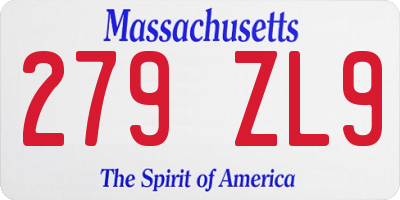 MA license plate 279ZL9