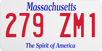 MA license plate 279ZM1
