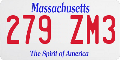 MA license plate 279ZM3