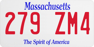 MA license plate 279ZM4