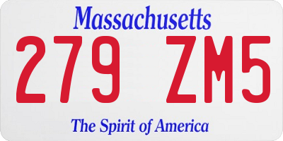 MA license plate 279ZM5