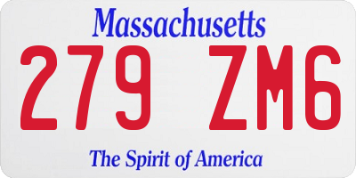 MA license plate 279ZM6