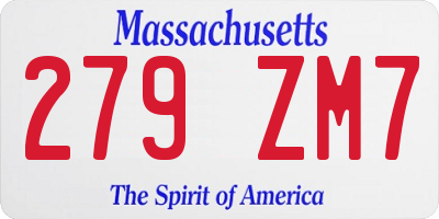 MA license plate 279ZM7