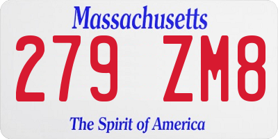 MA license plate 279ZM8