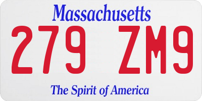 MA license plate 279ZM9