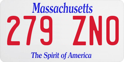 MA license plate 279ZN0