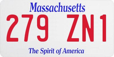 MA license plate 279ZN1