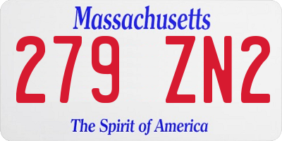 MA license plate 279ZN2