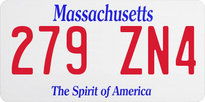 MA license plate 279ZN4