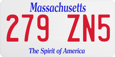 MA license plate 279ZN5