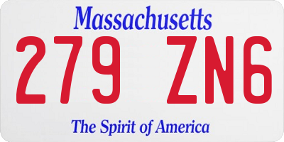MA license plate 279ZN6