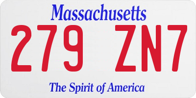 MA license plate 279ZN7