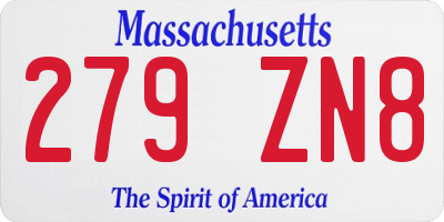 MA license plate 279ZN8