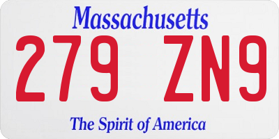 MA license plate 279ZN9