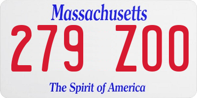 MA license plate 279ZO0