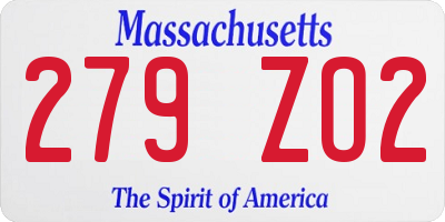 MA license plate 279ZO2