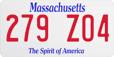 MA license plate 279ZO4