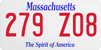 MA license plate 279ZO8