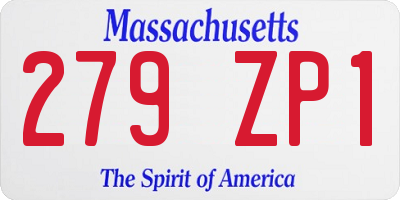 MA license plate 279ZP1