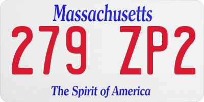 MA license plate 279ZP2