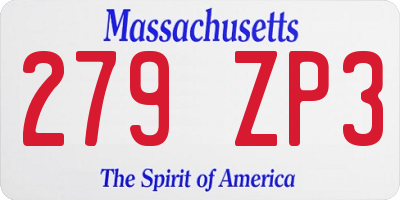 MA license plate 279ZP3
