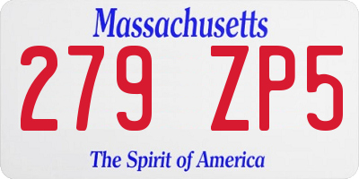 MA license plate 279ZP5
